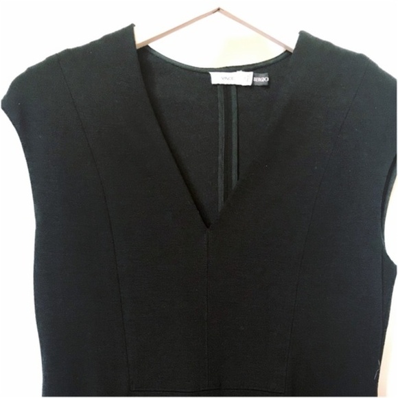 Vince Dress Ponte V-Neck Bib Sheath Dress black size 10 - Picture 3 of 6